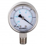 CADRAN VACUUM INOX 2" -30" HG À 0 VAC/KPA - SORTIE 1/4" MNPT AU BAS