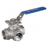 VALVE À BILLE 3 VOIES FILETÉE FEMELLE INOX - 1" (FNPT X FNPT X FNPT)