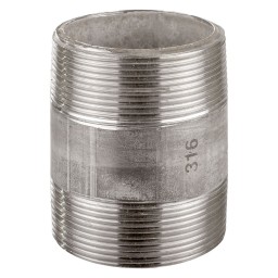 MAMELON CÉDULE 40 FILETÉ MÂLE INOX 316 - 2" X 3" (MNPT X MNPT)