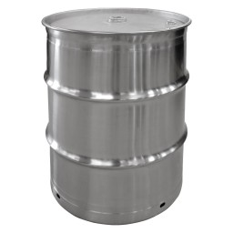 BARIL INOX BROSSÉ DSD - 34 GAL (40 GAL.US) - 1 BOUCHON DE 2" + 1 BOUCHON 3/4"