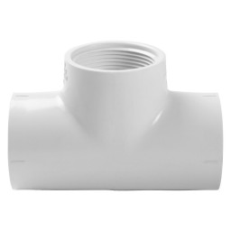 ADAPTATEUR EN "T" COLLÉ FILETÉ FEMELLE - PVC BLANC - 1 1/2" (COL X COL X FNPT)