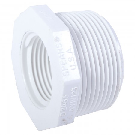 REDUCER THREADED MALE/FEMALE WHITE PVC - 2" X 1" (MNPT X FNPT)