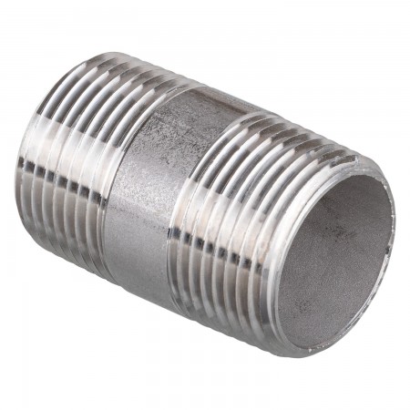 MAMELON CÉDULE 40 FILETÉ MÂLE INOX 316 - 1 1/4" X 2" (MNPT X MNPT)