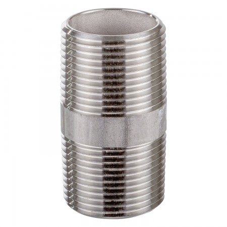 MAMELON CÉDULE 40 FILETÉ MÂLE INOX 316 - 1" X 2 1/2" (MNPT X MNPT)