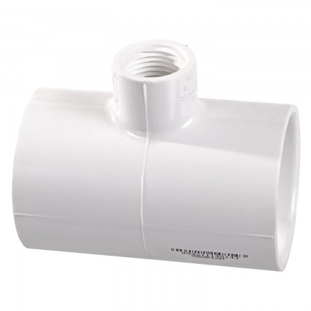 "T" ADAPTER REDUCER SOC FEMALE THREADED WHITE PVC - 2" X 1" (SOC X SOC X FNPT)